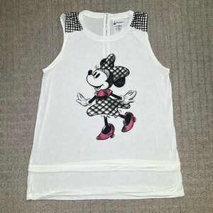 Disney Parks Minnie Mouse in Plaid Sleeveless Tunic Zipper Top White Size XL